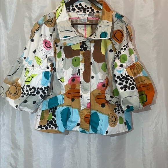 Just B Abstract Puff Sleeve Statement Jacket Size L - Picture 2 of 7